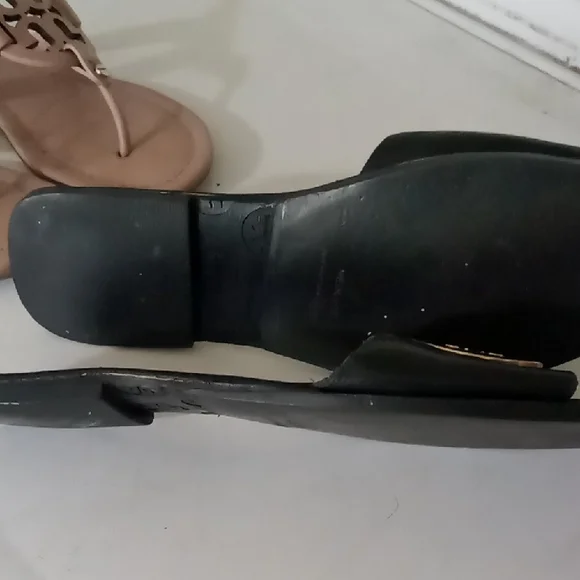 Tory Burch Black and Beige Sandals Set Both Are Leather. - Picture 6 of 9